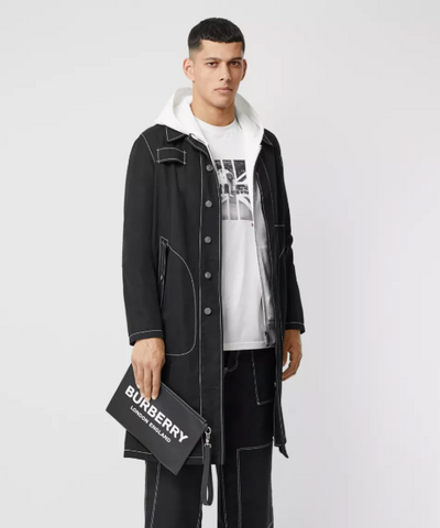 Burberry Logo Print Zip Pouch Black