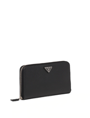Prada Large Saffiano Leather Wallet Black Silver Hardware