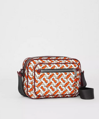 Burberry Monogram Print And Leather Crossbody Bag Vermilion