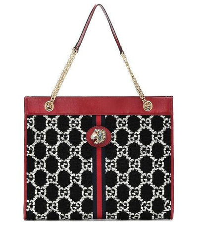 Gucci Rajah GG Tweed Large Tote Black & White