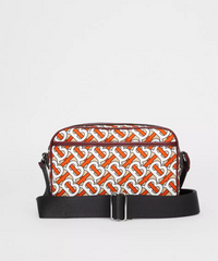 Burberry Monogram Print And Leather Crossbody Bag Vermilion