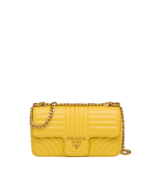 Prada Diagramme Medium Leather Bag Yellow