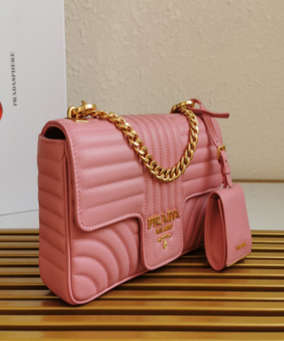 Prada Diagramme Medium Leather Bag Pink