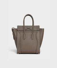 Micro Luggage Handbag In Drummed Calfskin Souris