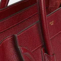 Micro Luggage Handbag In Drummed Calfskin Light Burgundy