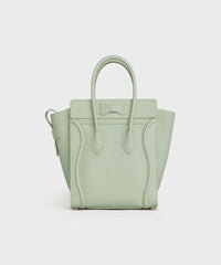 Celine Micro Luggage Handbag In Drummed Calfskin Light Khaki