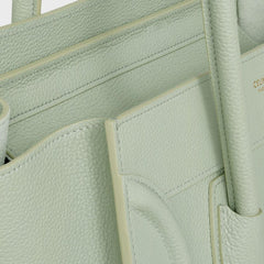 Celine Micro Luggage Handbag In Drummed Calfskin Light Khaki