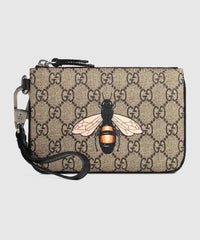 Gucci Bee Print GG Supreme Cellphone Pouch