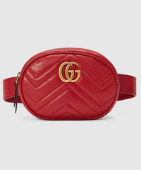Gucci GG Marmont Matelassé Leather Belt Bag Hibiscus Red