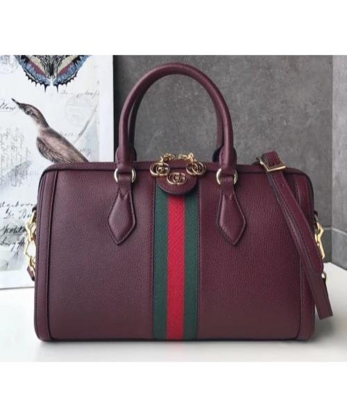 Gucci Ophidia Medium Top Handle Bag Burgundy