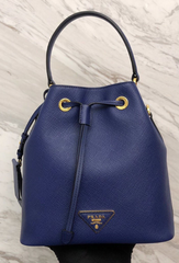Prada Saffiano Leather Bucket Bag Blue
