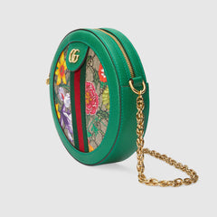Gucci Ophidia GG Flora Mini Round Shoulder Bag Green