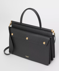 Burberry Small Leather Title Bag With Pocket Detail Black
