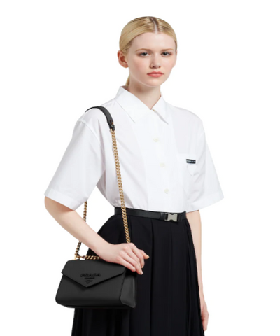 Prada Monochrome Saffiano Leather Bag Dark Grey