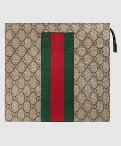 Gucci GG Supreme Web Pouch Beige/Ebony