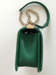 Chanel Boy Medium Handbag Green