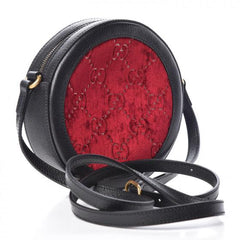 Gucci GG Velvet Round Shoulder Bag Red