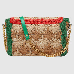 Gucci Marmont Raffia Small Shoulder Bag Red Green