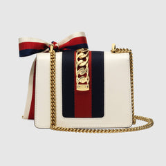 Gucci Sylvie Leather Mini Chain Bag White