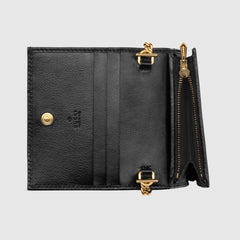 Gucci Rajah Chain Card Case Wallet Black