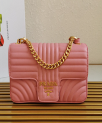 Prada Diagramme Medium Leather Bag Pink