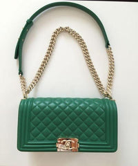 Chanel Boy Medium Handbag Green