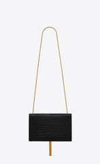Saint Laurent Medium Kate Tassel Chain Bag Black Crocodile