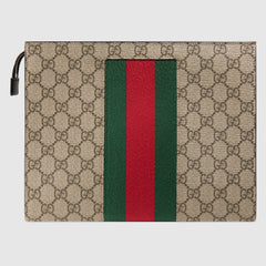 Gucci GG Supreme Web Pouch Beige/Ebony