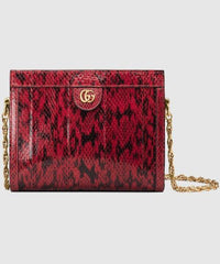 Gucci Ophidia Small Snakeskin Shoulder Bag Hibiscus Red