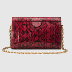 Gucci Ophidia Small Snakeskin Shoulder Bag Hibiscus Red