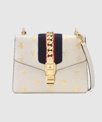 Gucci Sylvie Bee Star Small Shoulder Bag White