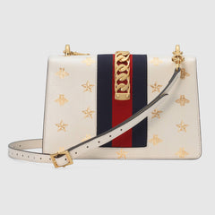Gucci Sylvie Bee Star Small Shoulder Bag White