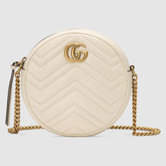 Gucci GG Marmont Mini Round Shoulder Bag White
