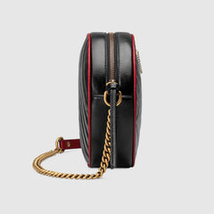 Gucci GG Marmont Mini Round Shoulder Bag Black Cerise