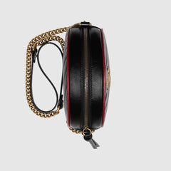 Gucci GG Marmont Mini Round Shoulder Bag Black Cerise