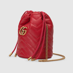 Gucci GG Matelassé Marmont Backpack Bag Hibiscus Red