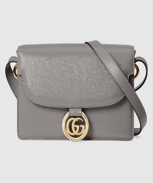 Gucci Small Leather Shoulder Bag Dusty Grey