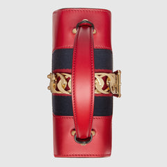 Gucci Sylvie Leather Mini Top Handle Hibiscus Red Bag
