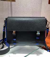 Prada Saffiano Leather Shoulder Bag Blue