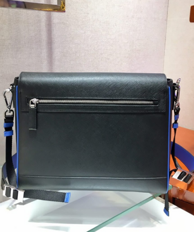 Prada Saffiano Leather Shoulder Bag Blue