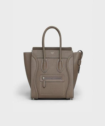 Micro Luggage Handbag In Drummed Calfskin Souris