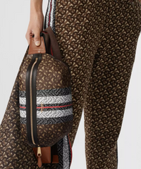 Burberry Medium Monogram Stripe E-Canvas Bum Bag Brown