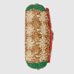 Gucci Marmont Raffia Small Shoulder Bag Red Green