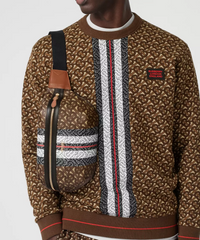 Burberry Medium Monogram Stripe E-Canvas Bum Bag Brown