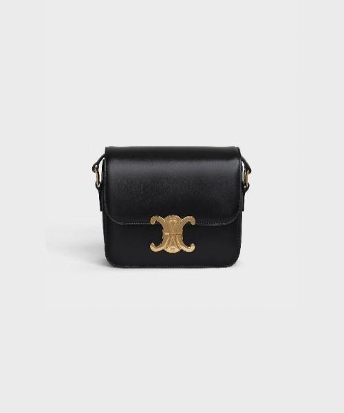 Celine Teen Triomphe Bag In Shiny Calfskin Black