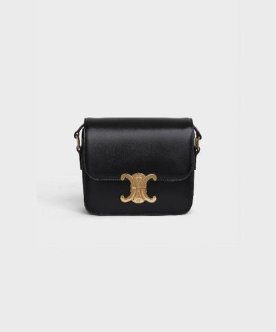 Celine Teen Triomphe Bag In Shiny Calfskin Black