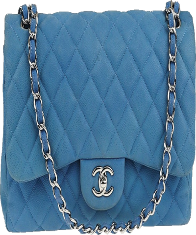 Chanel Classic Clutch With Chain – CWC Lambskin Blue Silver-Toned
