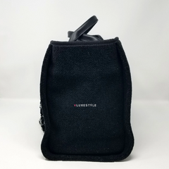 Chanel Deauville Fabric Tote Black With Grey, Black And White Stripes