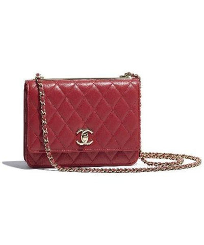 Chanel Wallet On Chain – WOC Lambskin Gold-Toned Metal Maroon