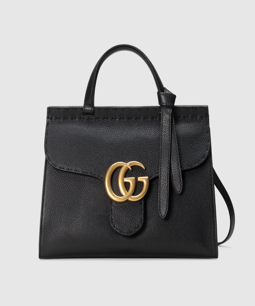 Gucci GG Marmont Small Top Handle Bag Lightweight Leather Black